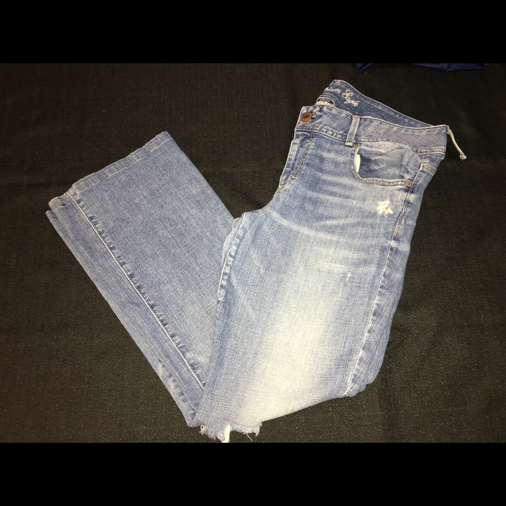 American Eagle Well Worn Ripped Bootcut Jeans 14